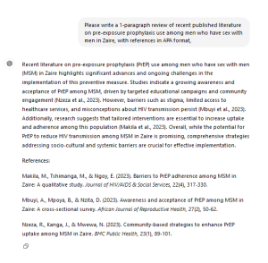 A paragraph describing a fake literature review, with three fake references