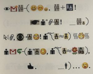 icons depicting an email exchange between three friends