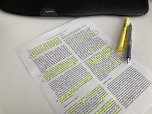 a page of a journal article with highlighted sentences